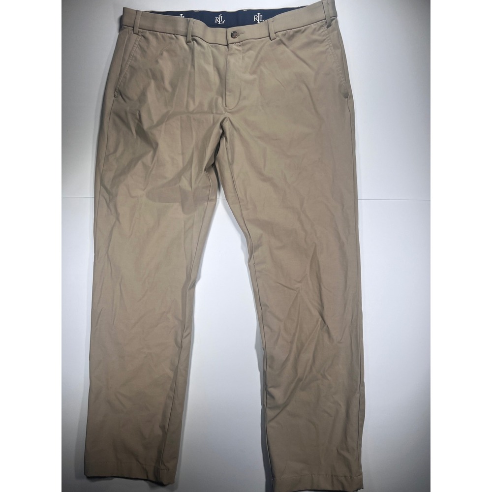 Lauren Ralph Lauren Chino Pants Mens 38W x 30L Tan Khaki Stretch Flat Front